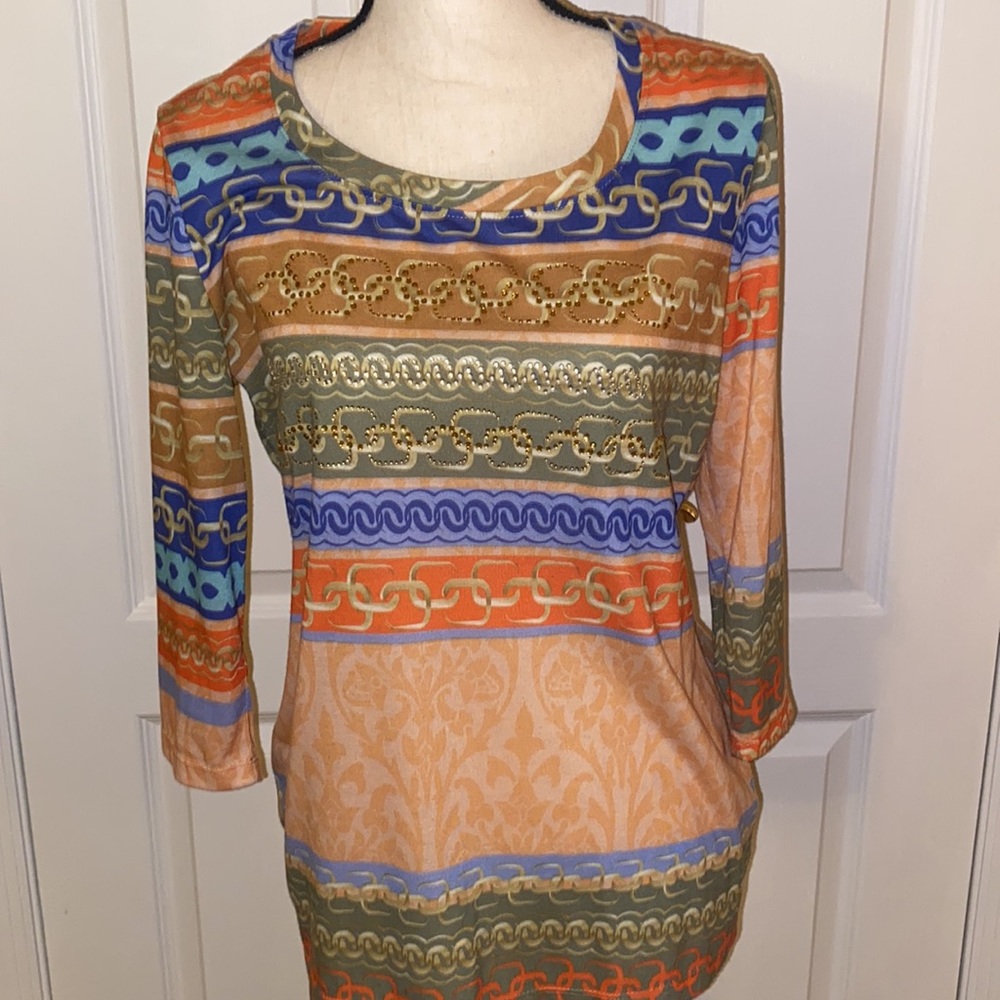 “Bling” Multicolored 3/4 length sleeves with gems